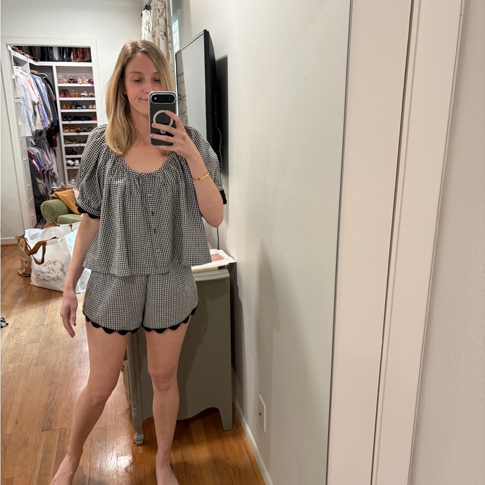 Tuckernuck Black and White Checkered Blouse